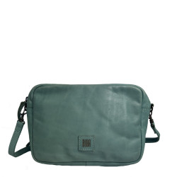 Biba Boston Shoulder Bag in Cowhide Leather BT32 Turquoise