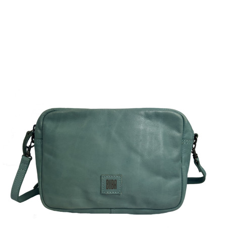 Biba Boston Shoulder Bag in Cowhide Leather BT32 Turquoise