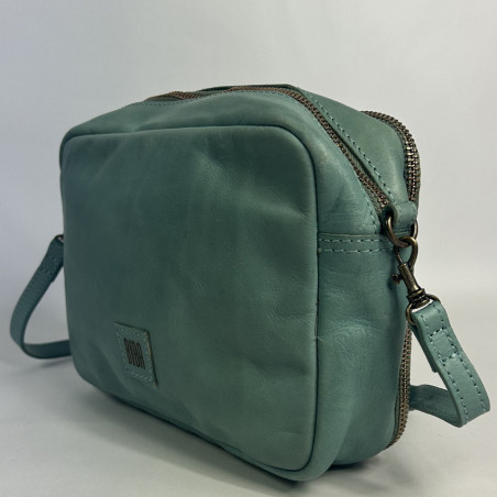 Biba Boston Shoulder Bag in Cowhide Leather BT32 Turquoise