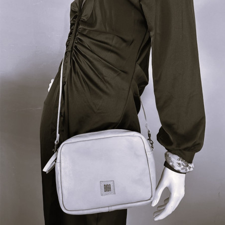 Biba Boston Shoulder Bag in Cowhide Leather BT32 Turquoise