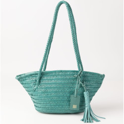 Biba Perkins Small Woven Leather Tote Bag PER14L Verde
