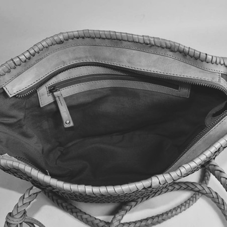 Biba Perkins Small Woven Leather Tote Bag PER14L Verde