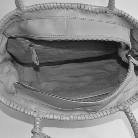 Biba Perkins Tote Bag Leather Woven PER1L Verde
