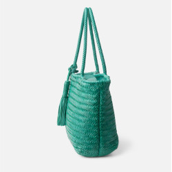 Biba Perkins Tote Bag Leather Woven PER1L Verde