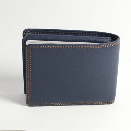 Lancaster Soft Vintage Homme Portefeuille 120-11 Bleu Fonce Camel dos