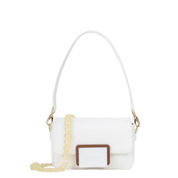 Valentino Thetis Shoulder Bag with Flap Bianco