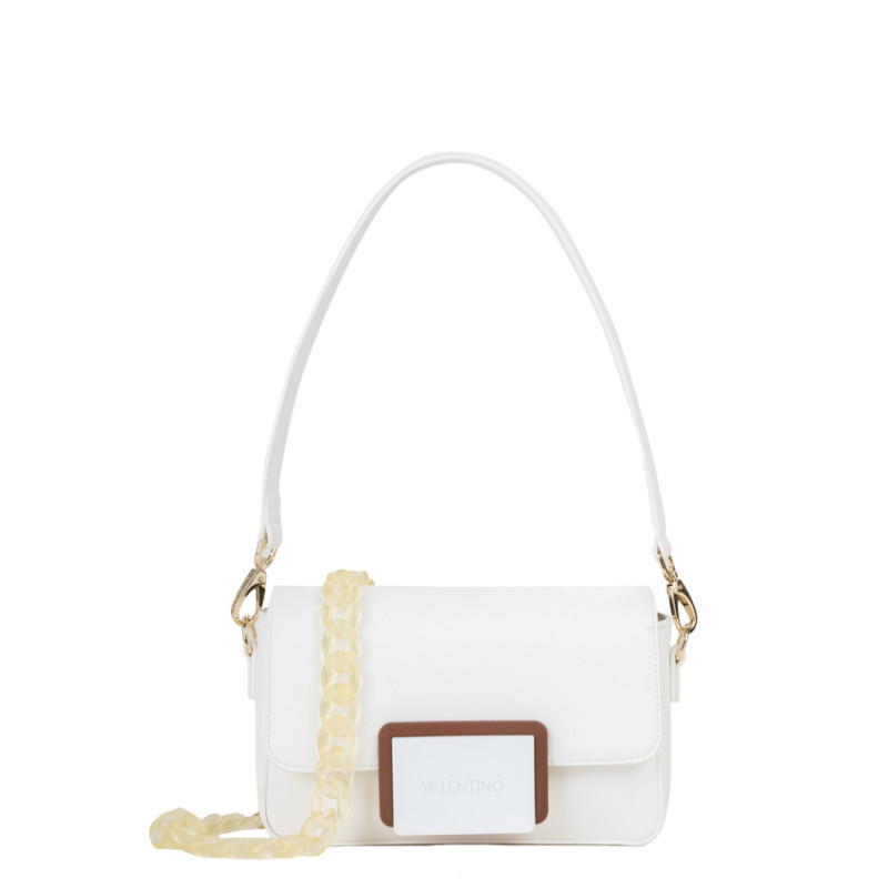 Valentino Thetis Shoulder Bag with Flap Bianco