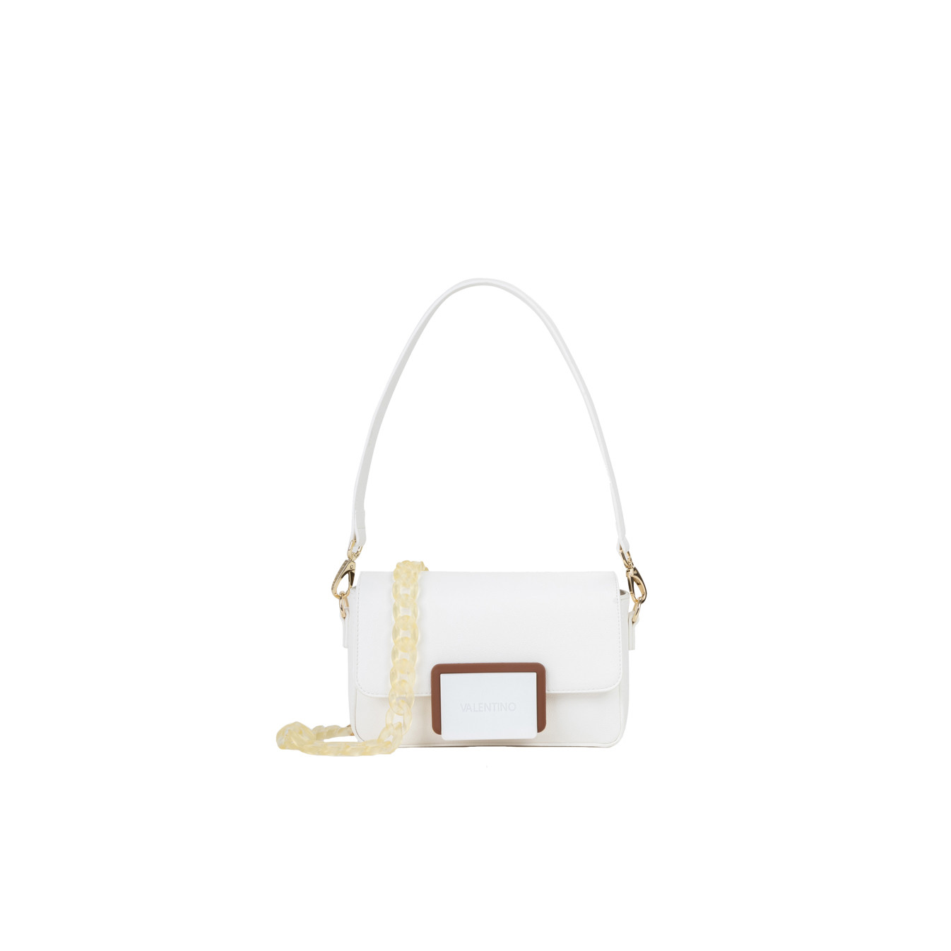 Valentino Thetis Shoulder Bag with Flap Bianco