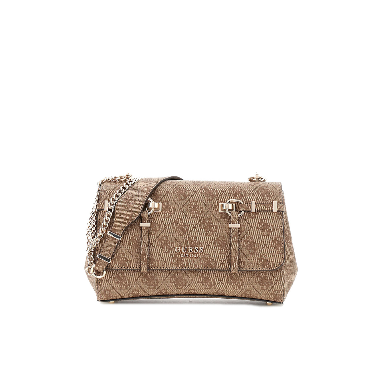 Guess Leona Logo Crossbody Bag Latte Logo