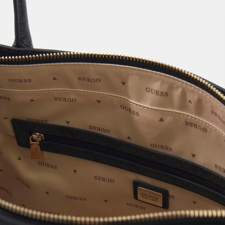 Guess Leona Logo Sac Cabas Coal Logo ouvert