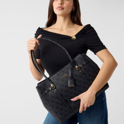 Guess Leona Logo Tote Bag Coal Logo