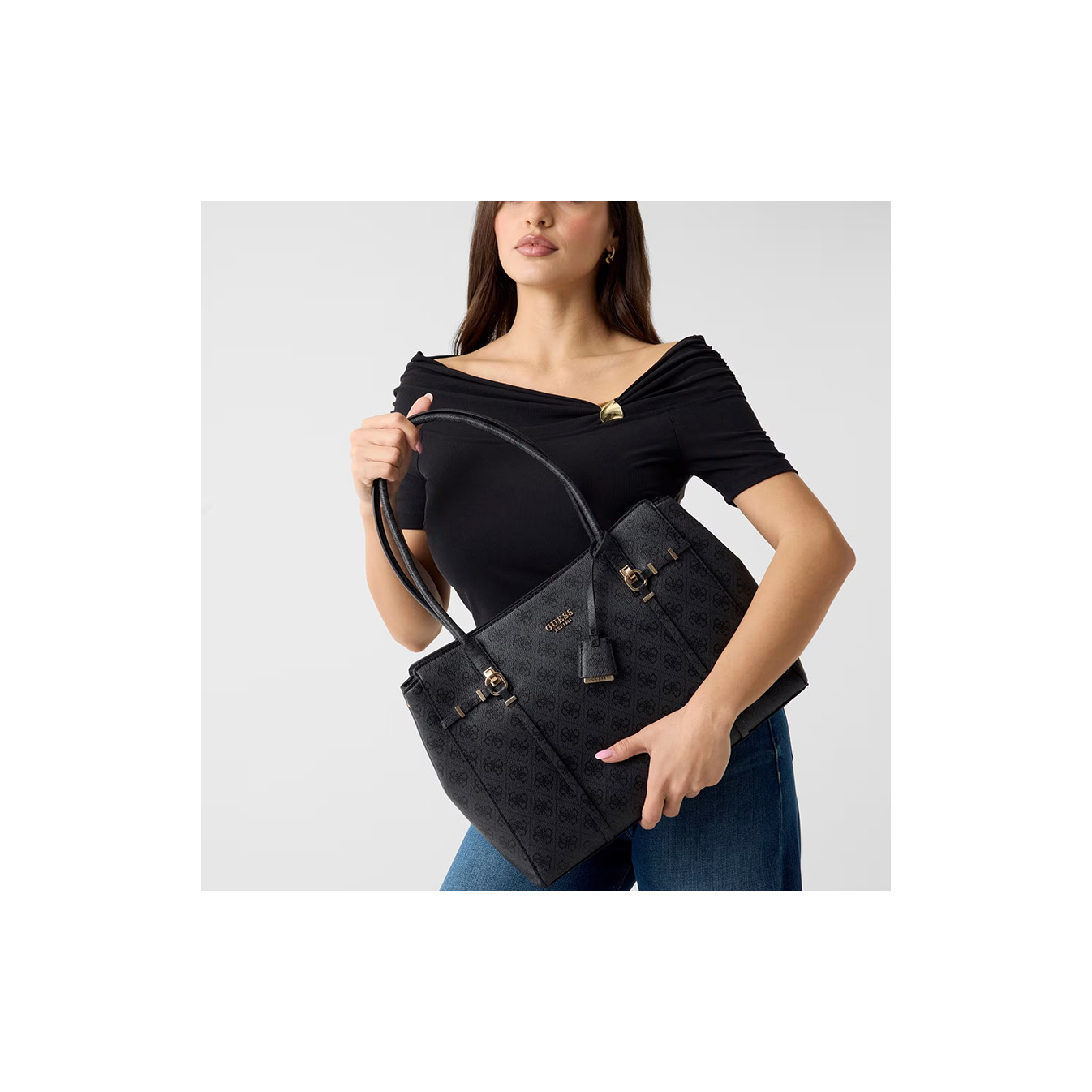 Guess Leona Logo Sac Cabas Coal Logo
