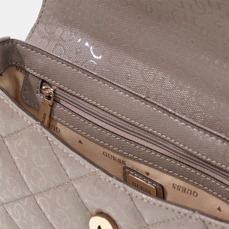Guess Libby Sac Trotteur Matelassé Dark Taupe ouvert