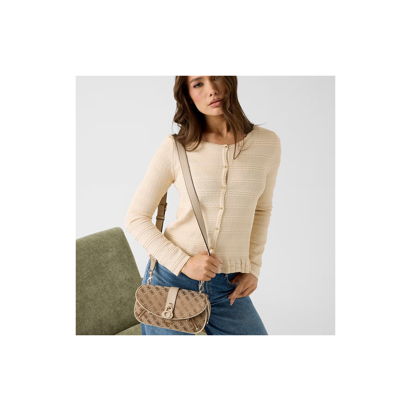 Guess Jessa Trotter Bag Latte Logo