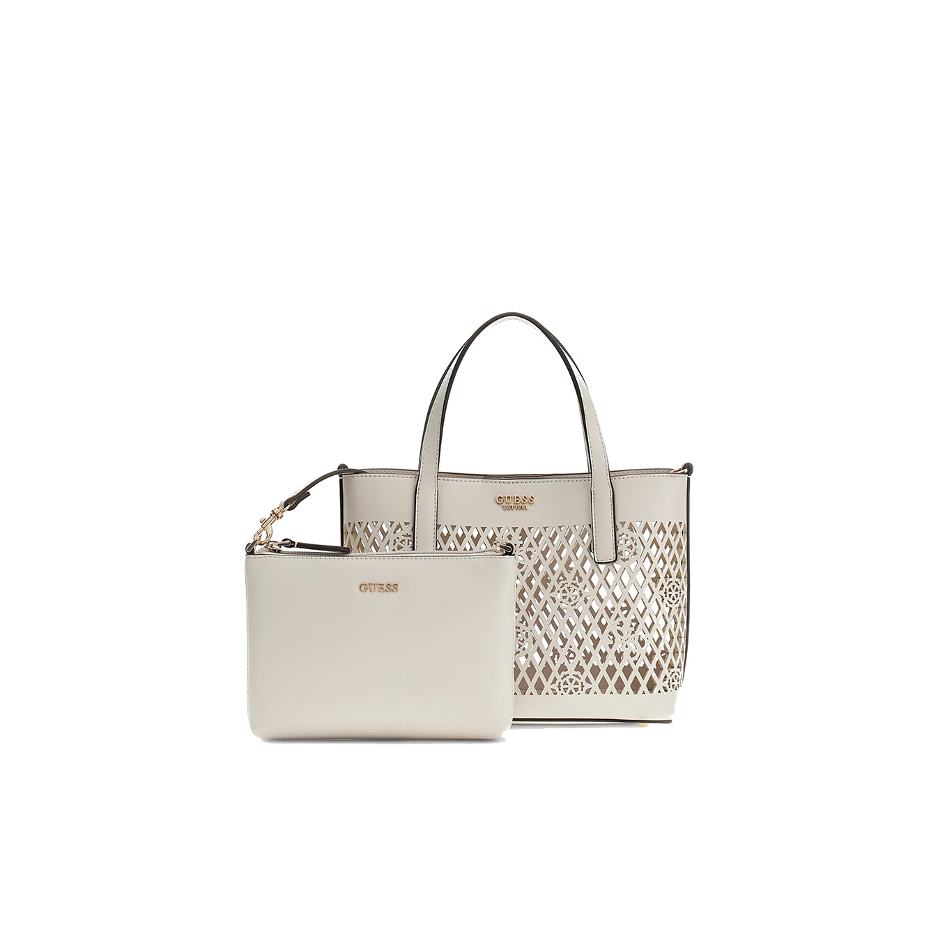Guess Letty Mini Sac Shopping et Pochette 2 en 1 Off Crème