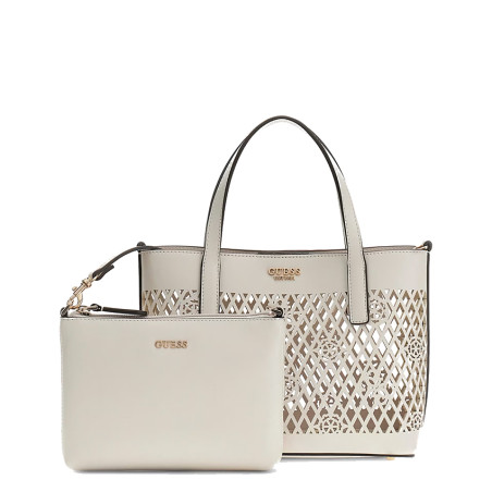 Guess Letty Mini Sac Shopping et Pochette 2 en 1 Off Crème