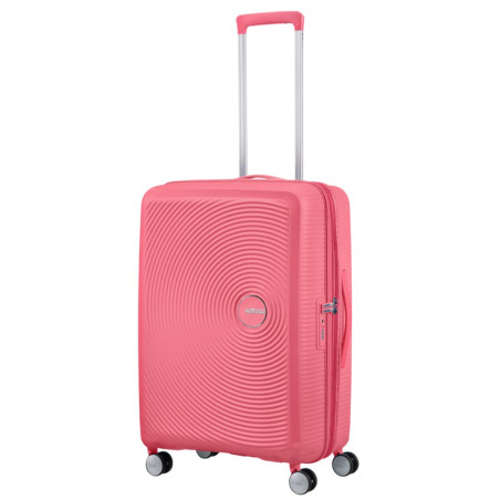 American Tourister Sound Box Spinner 67 cm Valise Cabine Trolley 4 Roues Sun Kissed Coral poignée