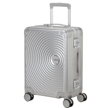 American Tourister Soundbox Alu Carry-On Trolley 4 Wheels Silver