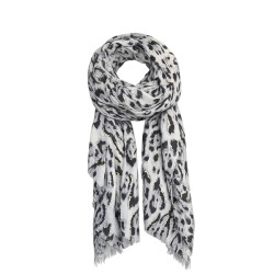 Farfouillette Léo Elegance Leopard Print Scarf Grey Gold