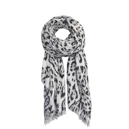 Farfouillette Léo Elegance Leopard Print Scarf Grey Gold