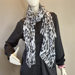 Farfouillette Léo Elegance Leopard Print Scarf Grey Gold