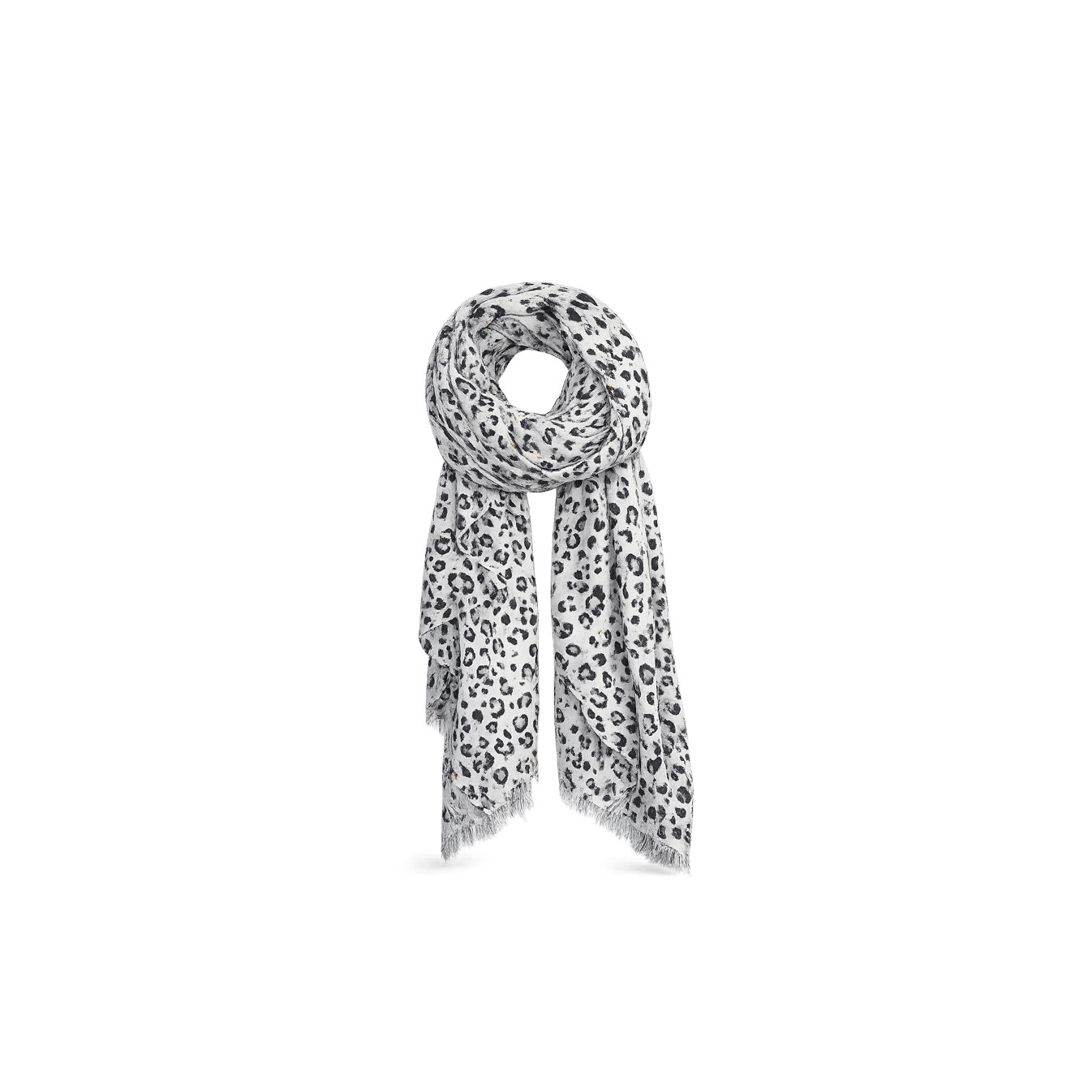 Farfouillette Leopard Elegance Scarf With Leopard Patterns Grey Gold