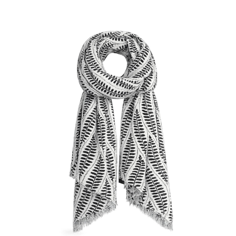Farfouillette Souffle Végétal Foulard Aux Motifs Fleurs Noires
