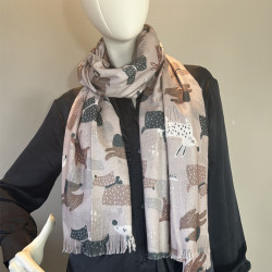 Farfouillette Gentle Companions Dog Pattern Scarf Beige