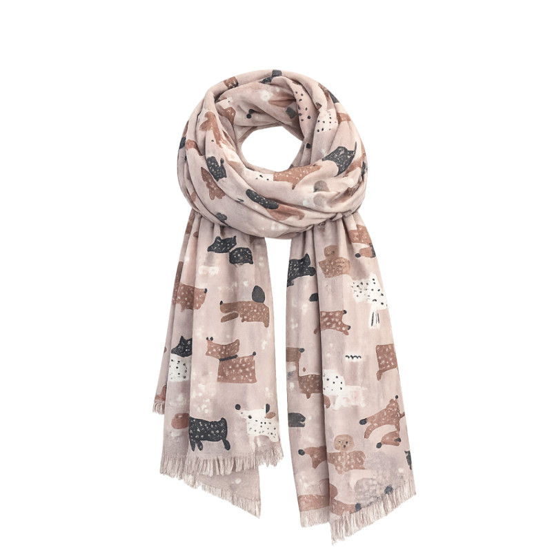 Farfouillette Gentle Companions Dog Pattern Scarf Beige