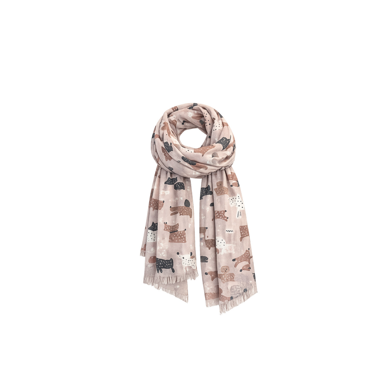 Farfouillette Gentle Companions Dog Pattern Scarf Beige