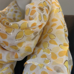 Petal Gold Farfouillette Scarf with Colorful Patterns Yellow