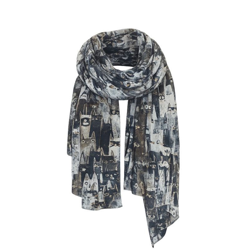 Farfouillette Kittie Foulard Aux Motifs De Chats Noir