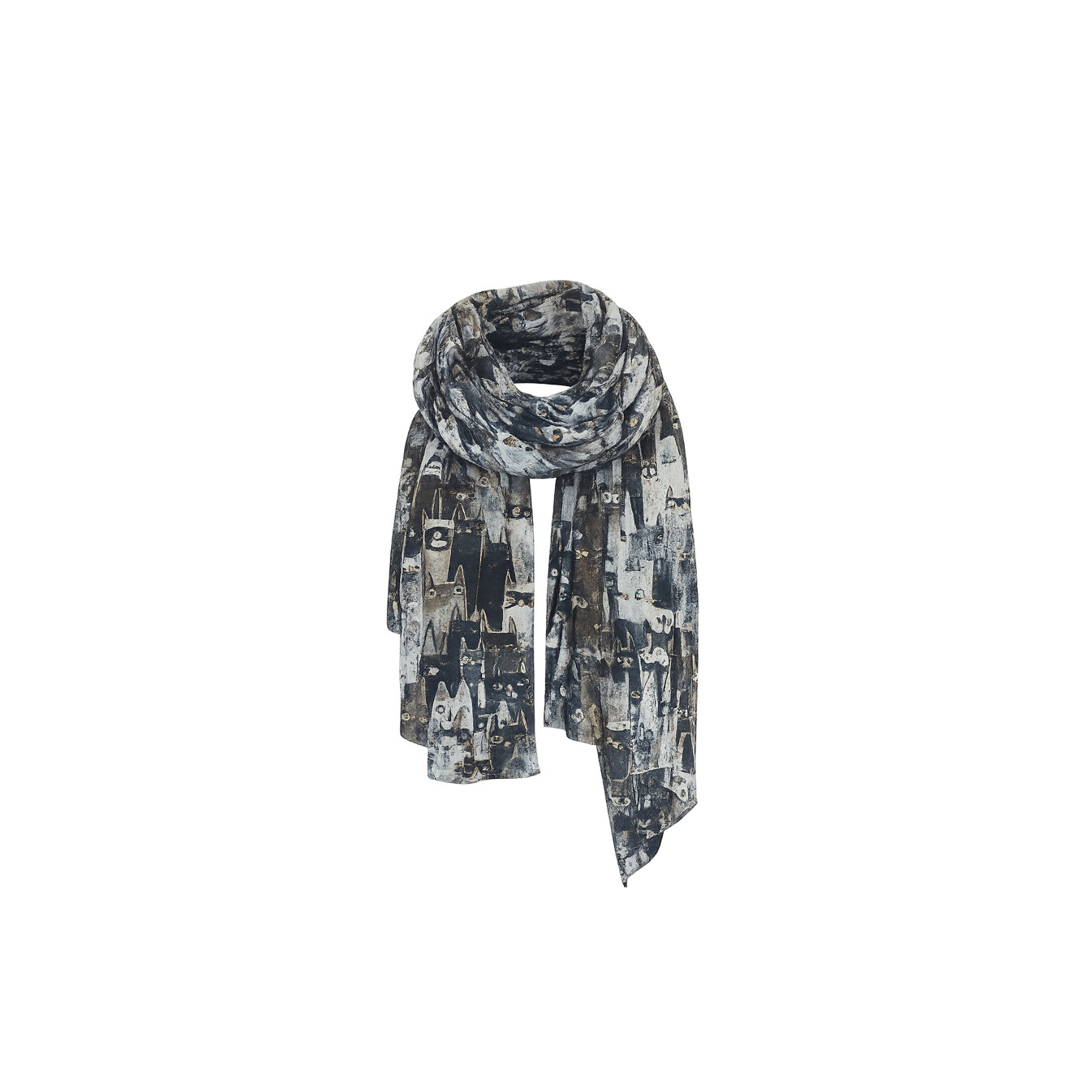 Farfouillette Kittie Foulard Aux Motifs De Chats Noir