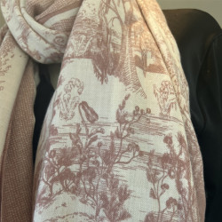 Farfouillette Tapestry Rose Elegant Scarf Rose