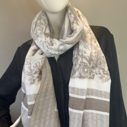 Farfouillette Tapestry Rose Elegant Scarf Beige