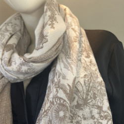 Farfouillette Tapestry Rose Elegant Scarf Beige