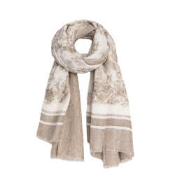 Farfouillette Tapestry Rose Elegant Scarf Beige