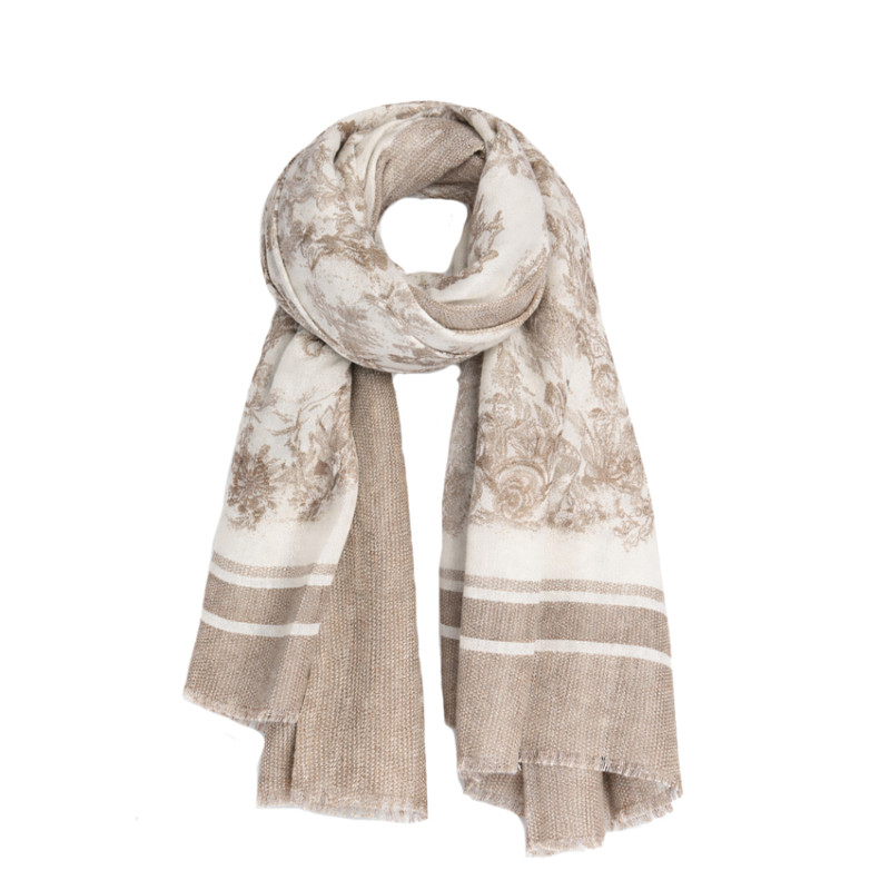 Farfouillette Tapestry Rose Elegant Scarf Beige
