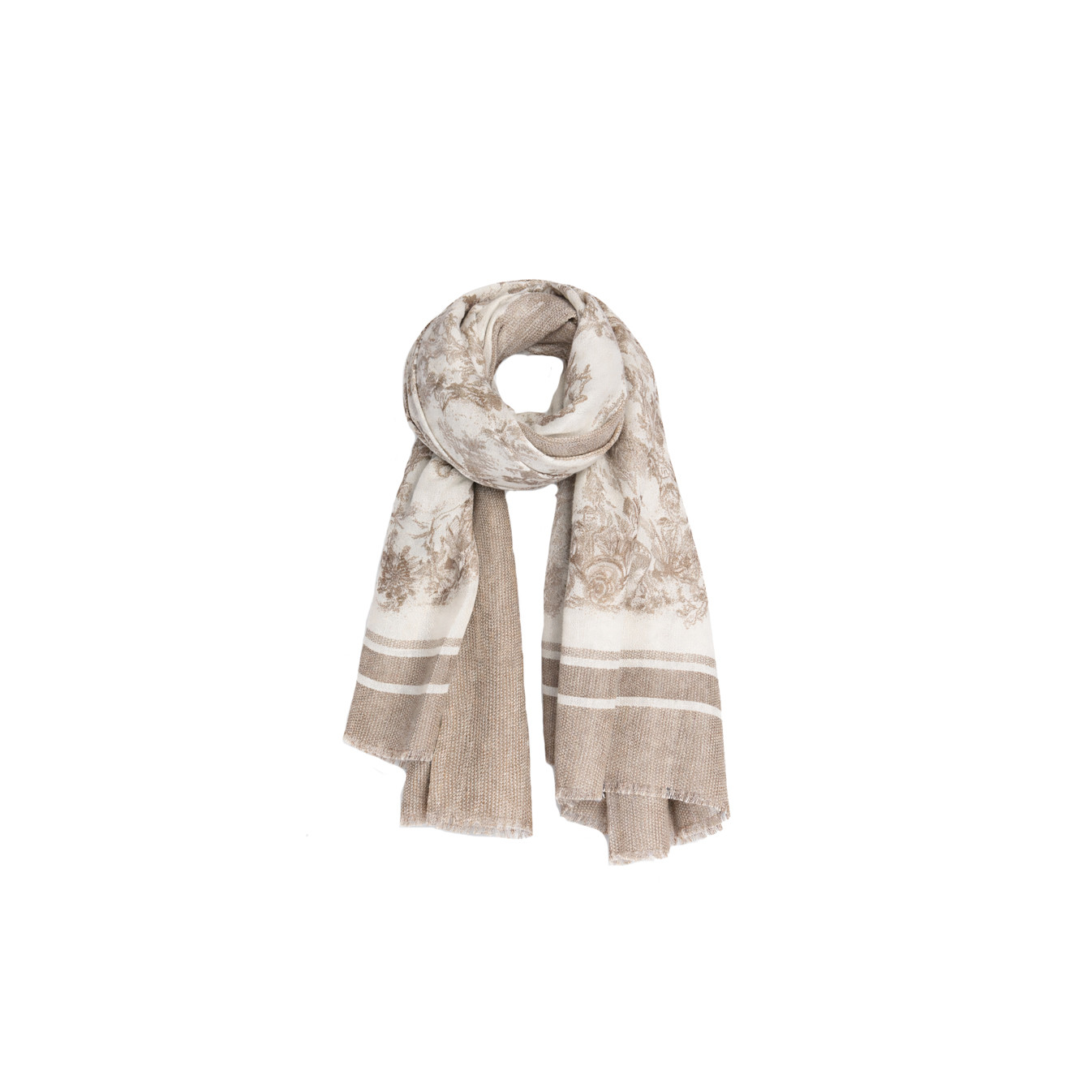 Farfouillette Tapestry Rose Elegant Scarf Beige