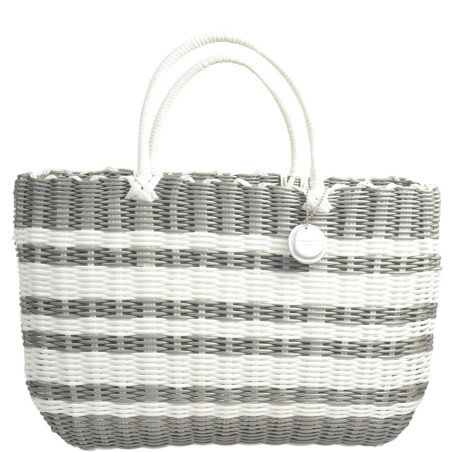 Le Voyage en Panier Luxidou Large Cabas Blanc Argent