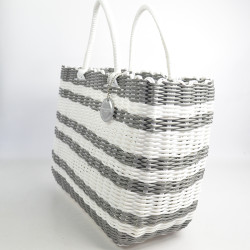 Le Voyage en Panier Luxidou Large Cabas Blanc Argent