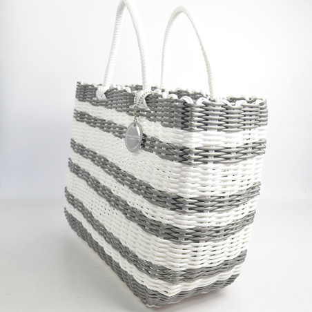 Le Voyage en Panier Luxidou Large Cabas Blanc Argent