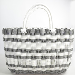 Le Voyage en Panier Luxidou Large Cabas Blanc Argent
