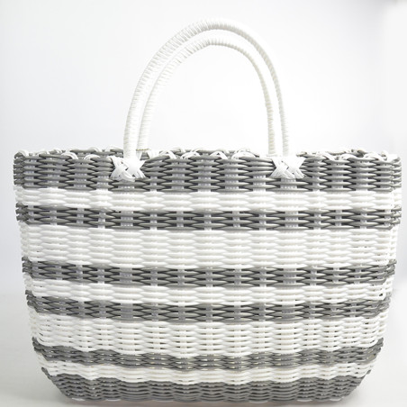 Le Voyage en Panier Luxidou Large Cabas Blanc Argent