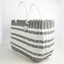 Le Voyage en Panier Luxidou Medium Cabas Blanc Argent cote