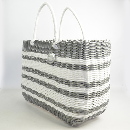 Le Voyage en Panier Luxidou Medium Cabas Blanc Argent cote