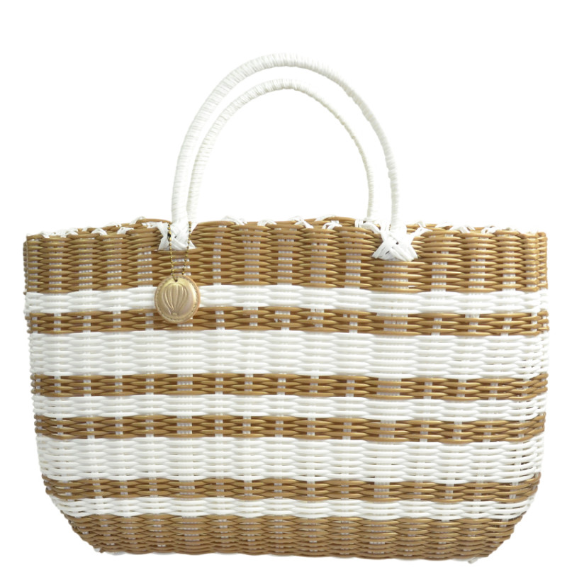 Le Voyage en Panier Luxidou Large Cabas Blanc Doré