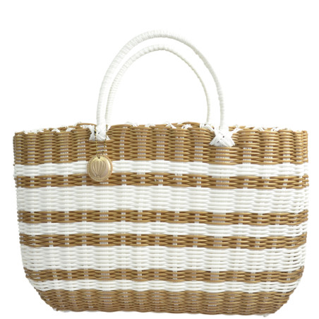 Le Voyage en Panier Luxidou Large Cabas Blanc Doré