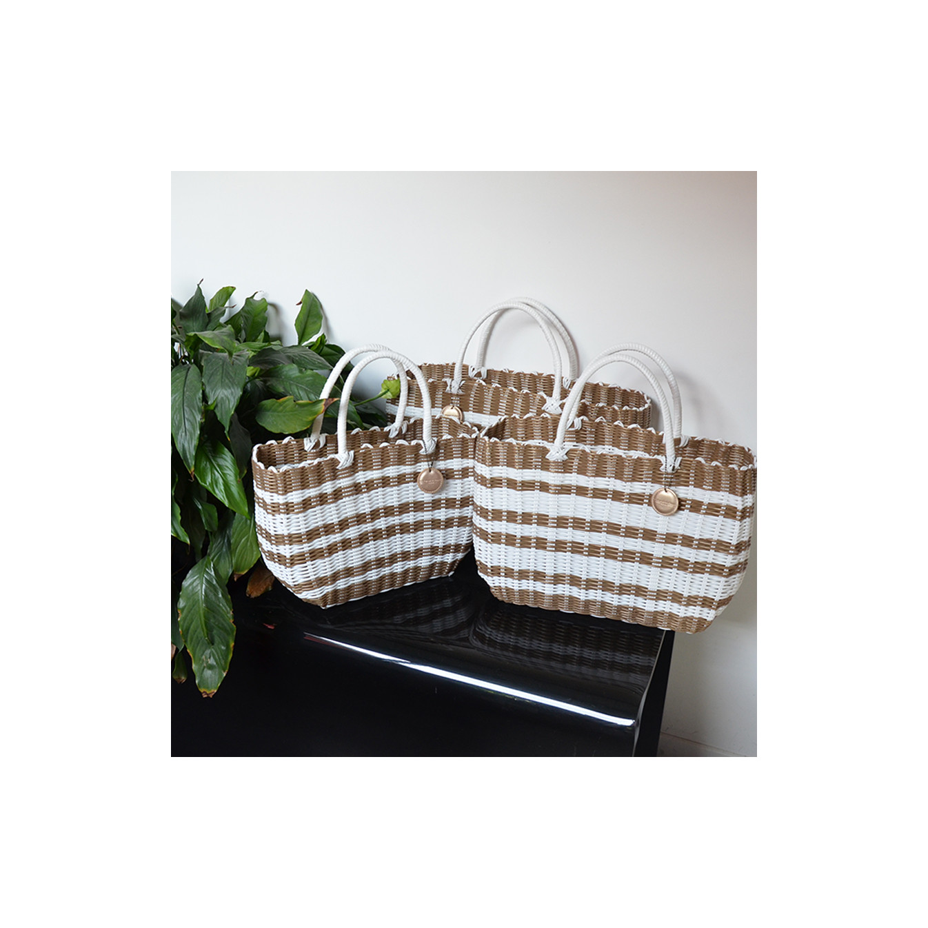 Le Voyage en Panier Luxidou Small Cabas Blanc Doré sml