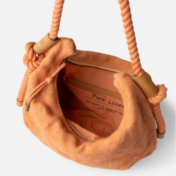 Biba Baa Hobo Bag in Linen & Cotton BAA1B Rosa Palo